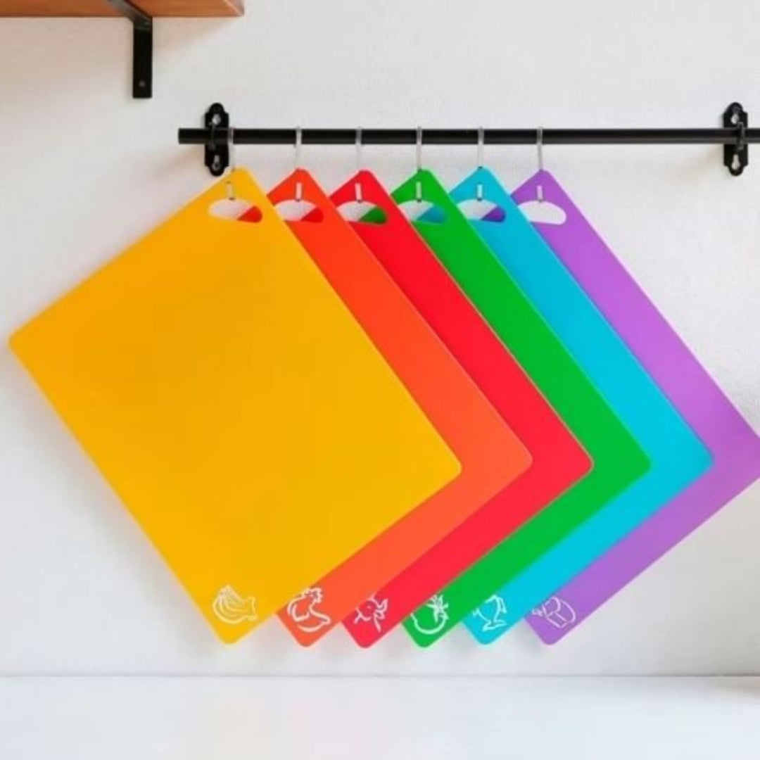 planche a decouper flexi color une couleur chaque ingredient six pieces